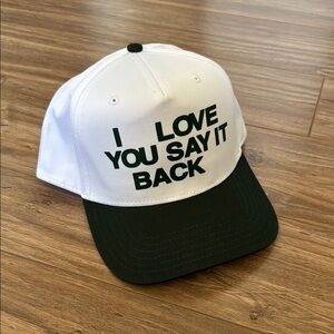 🟡SOLD🟡 Lonely Ghost White and Forest Green I Love You Say It Back SnapBack Hat